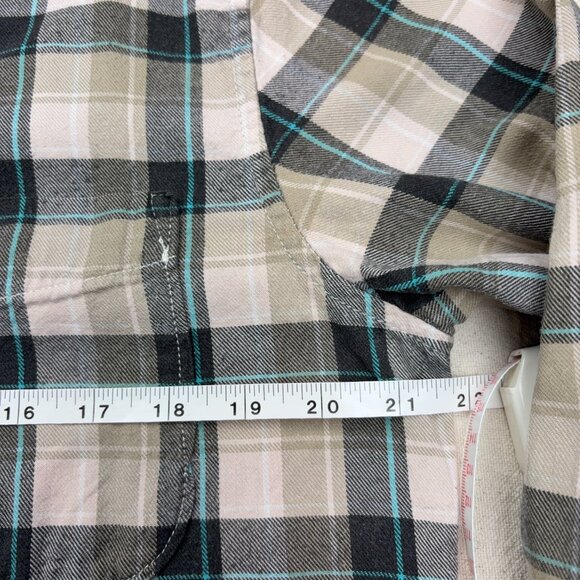 Brown + Blue Plaid Flannel Shirt Button Down Long Sleeve Vancl Camp Fall 175 96A - Picture 4 of 12